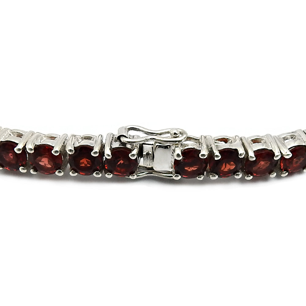 Natural Garnet Gemstone Chain Vintage Bracelet 925 Sterling Silver For Girls A43
