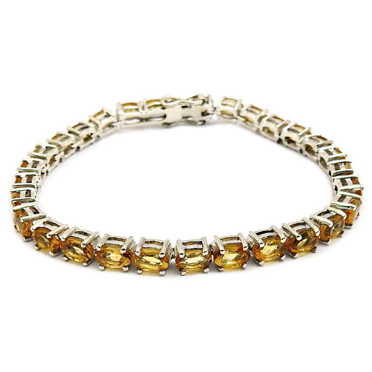925 Sterling Silver Natural Citrine Gemstone Statement Bracelet