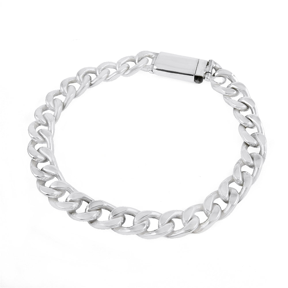 Handmade Solid 925 Sterling Silver Men's Cuban Link Bracelet