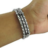 Two Row Oxidized Sterling Silver Snake Chain Bracelet for Men