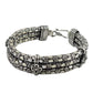 Two Row Oxidized Sterling Silver Snake Chain Bracelet for Men