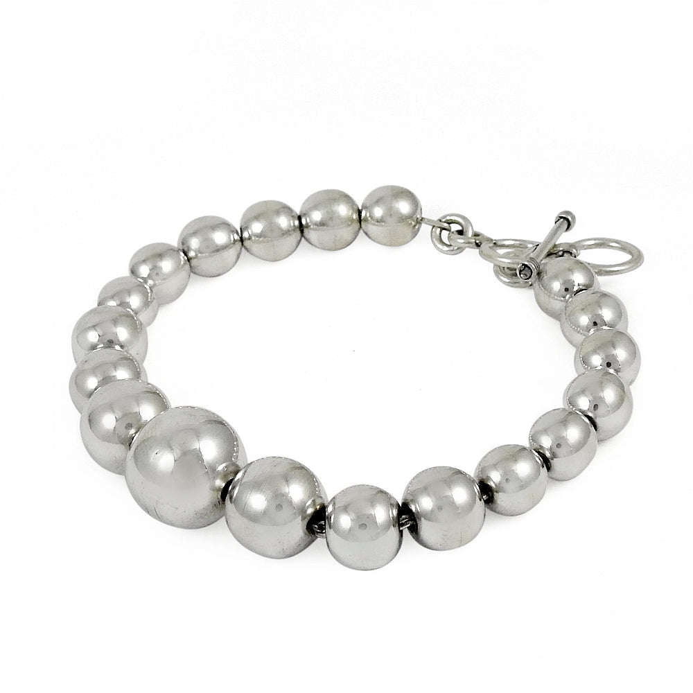 Solid 925 Sterling Silver Beaded Bracelet