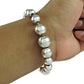 Solid 925 Sterling Silver Beaded Bracelet