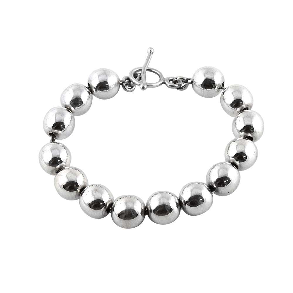 Solid 925 Sterling Silver Beaded Bracelet For Women Girls