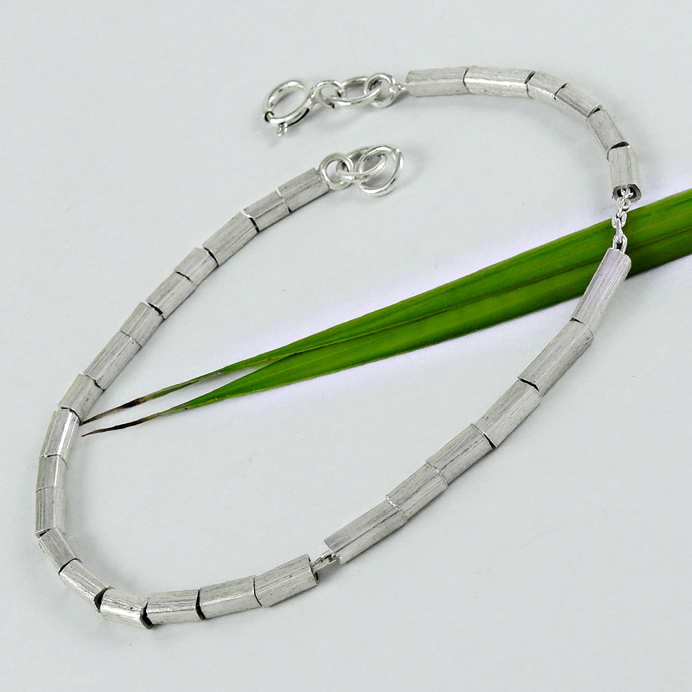 Beautiful Solid 925 Sterling Silver Tinytube Beads Bracelet