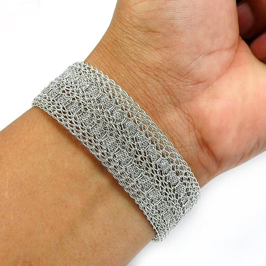 925 Solid Sterling Silver Filigree Bracelet Jewelry