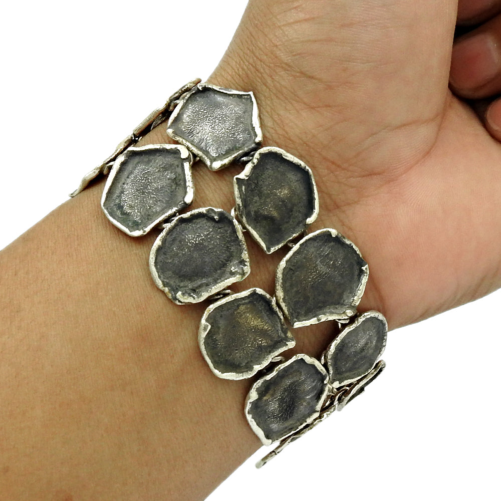 Oxidized 925 Sterling Silver Wide Handmade Bracelet