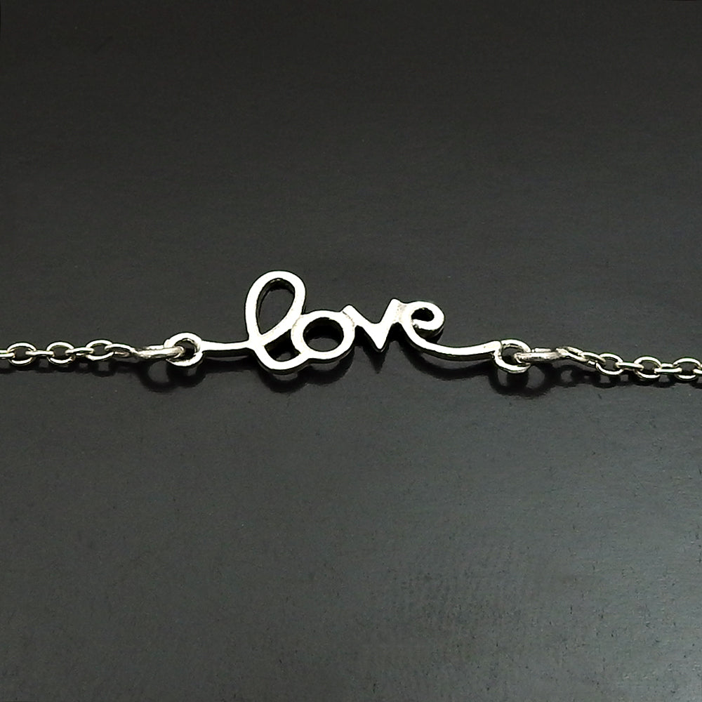 HANDMADE 925 Solid Sterling Silver Jewelry Love Bracelet