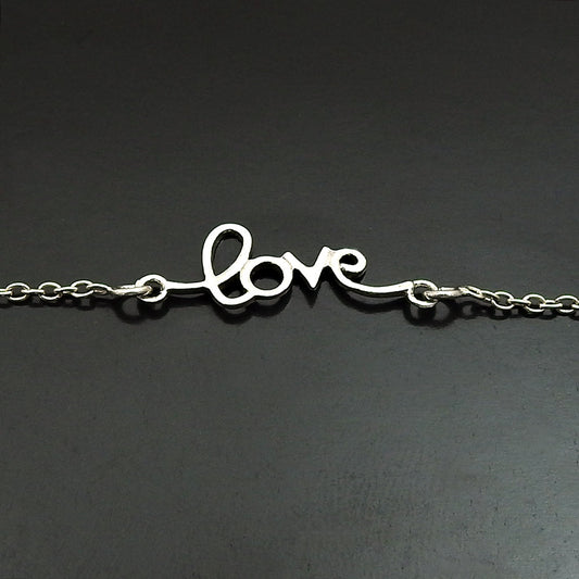 HANDMADE 925 Solid Sterling Silver Jewelry Love Bracelet