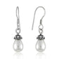 June Birth Briolette Natural Pearl Unique Drop Bezel Earrings 925 Solid Silver