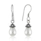 June Birth Briolette Natural Pearl Unique Drop Bezel Earrings 925 Solid Silver