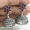 Artisan Earrings Ruby Gemstone Solid 925 Silver Jhumki
