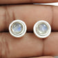 Natural Rainbow Moonstone Gemstone Stud Tribal Earrings 925 Sterling Silver Jewelry Q3
