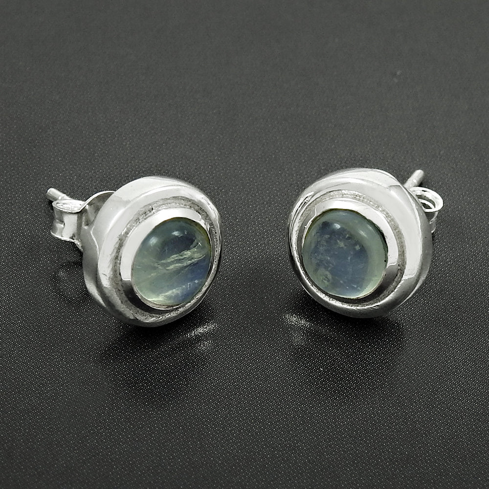 Natural Rainbow Moonstone Gemstone Stud Tribal Earrings 925 Sterling Silver Jewelry Q3