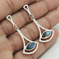Natural Labradorite Gemstone Drop Dangle Bohemian Blue Earrings 925 Silver T63