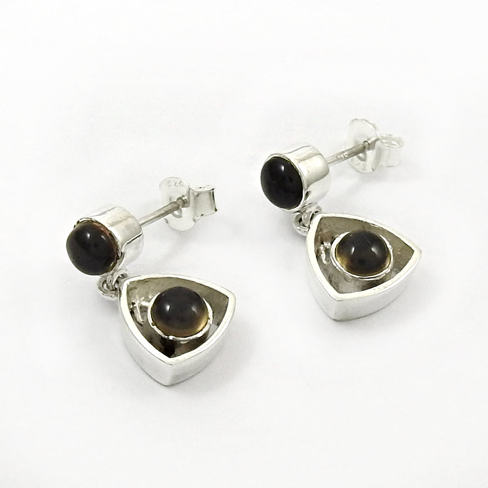 Gift For Her 925 Silver Natural Smoky Quartz Drop Dangle Ethnic Earrings S49