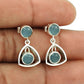 Natural Chalcedony Gemstone Dangle Ethnic Earrings 925 Silver For Women F3