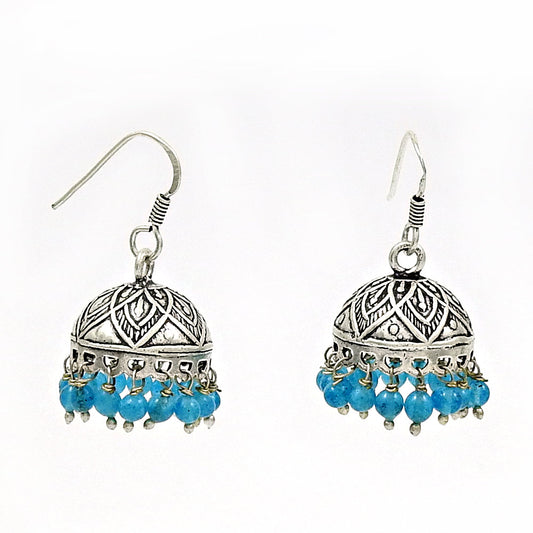 Natural Topaz Gemstone Drop Dangle Jhumki Earrings 925 Silver For Girls R3