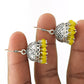 Natural Yellow Onyx Gemstone Drop Dangle Jhumki Earrings 925 Silver For Girls Q4