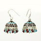 925 Silver Natural Garnet Turquoise Blue Topaz Enamel Jhumki Earrings For Her
