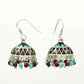 925 Silver Natural Garnet Turquoise Blue Topaz Enamel Jhumki Earrings For Her