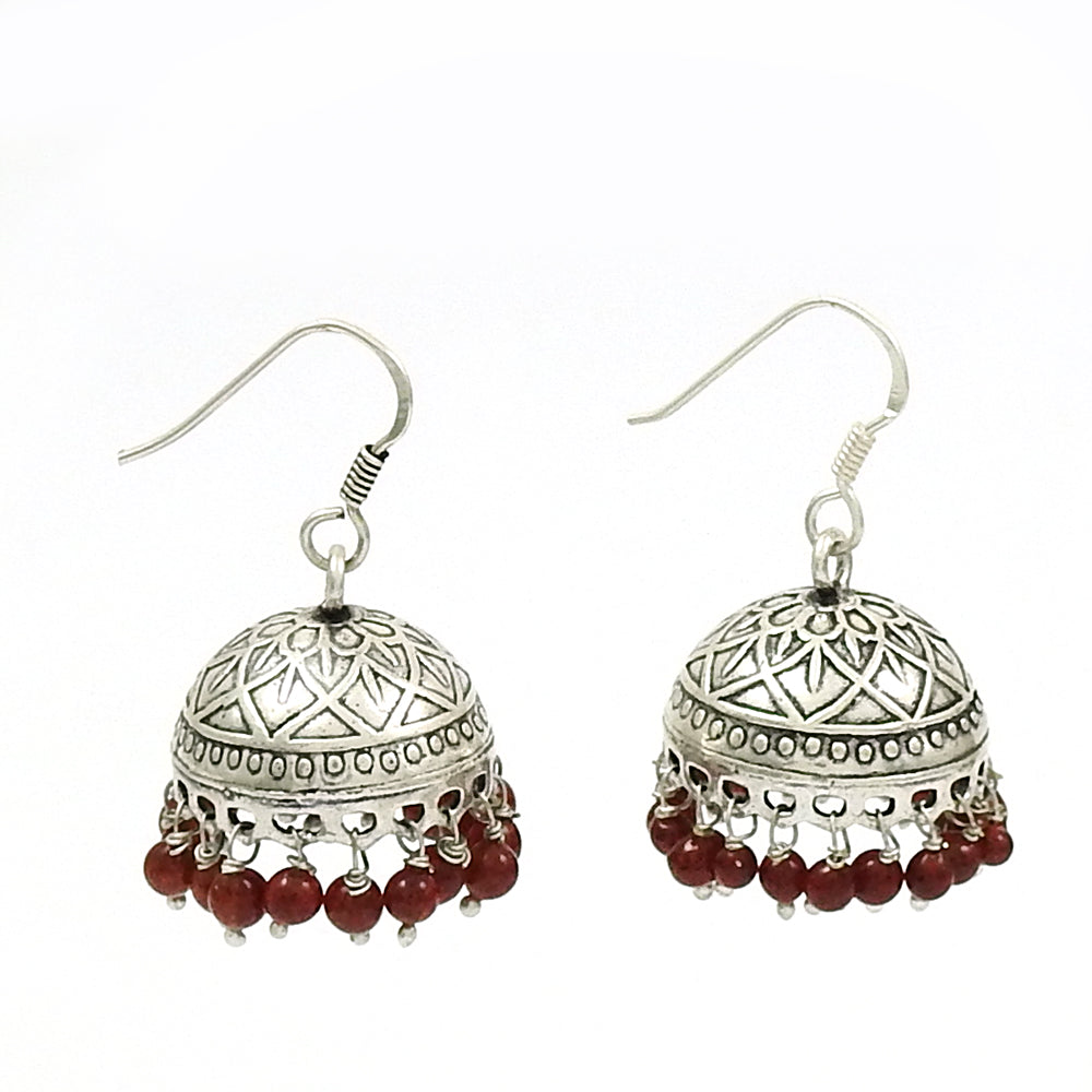 Gift For Her Natural Garnet 925 Sterling Silver Jhumki Gift For Her Earrings Z37