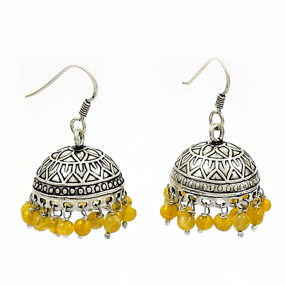 Natural Citrine Gemstone 925 Sterling Silver Dangle Jhumki Earrings For Women S3