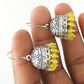 Gift For Woman Drop Dangle Jhumki Earrings 925 Silver Natural Yellow Onyx Gemstone G45