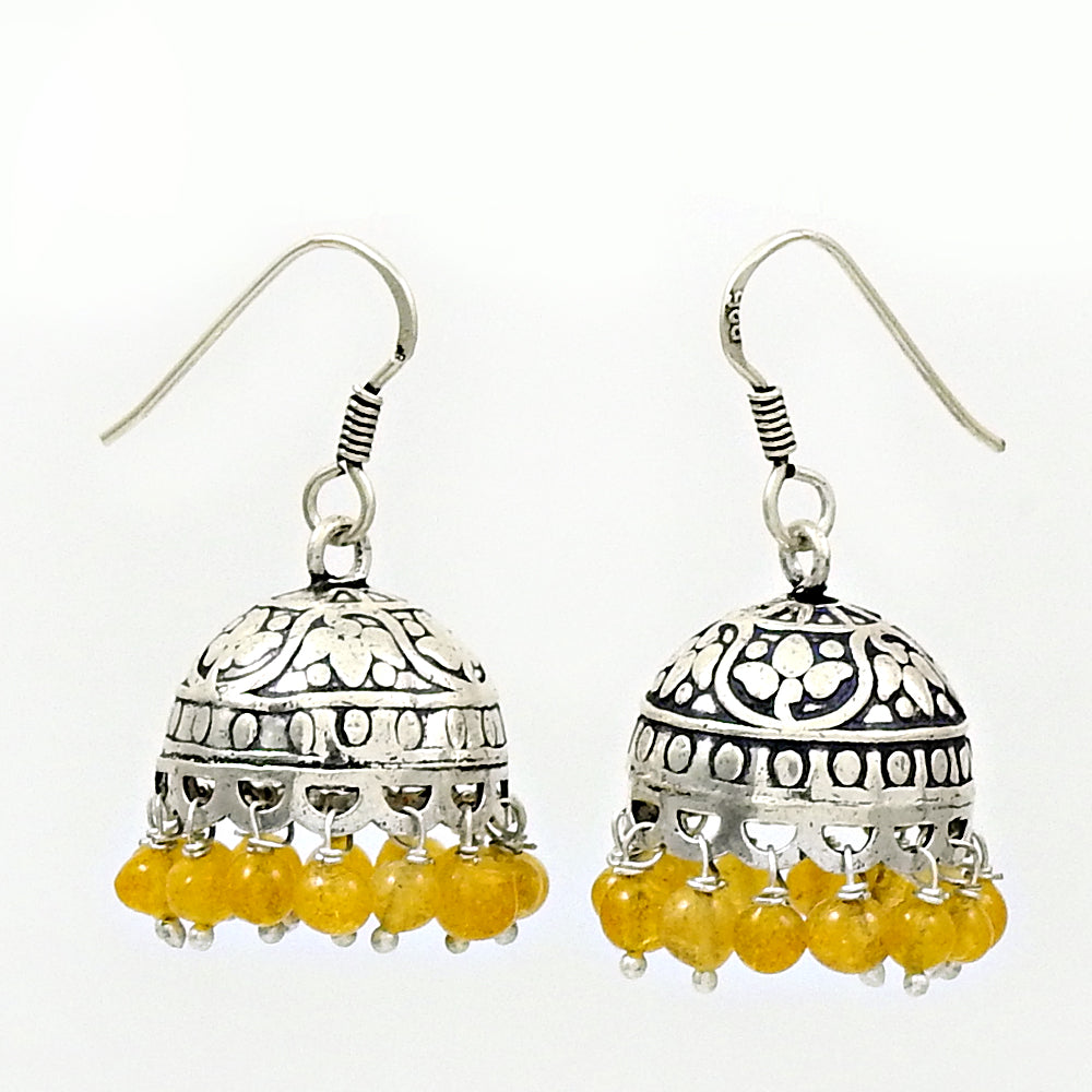 Woman Gift Natural Citrine Drop Dangle Jhumki Earrings 925 Silver X3