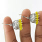 Gift For Woman Girl 925 Silver Natural Yellow Onyx Dangle Jhumki Earrings V45