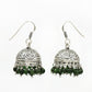 Indian Jhumki Natural Green Jade 925 Silver Earrings Jewelry