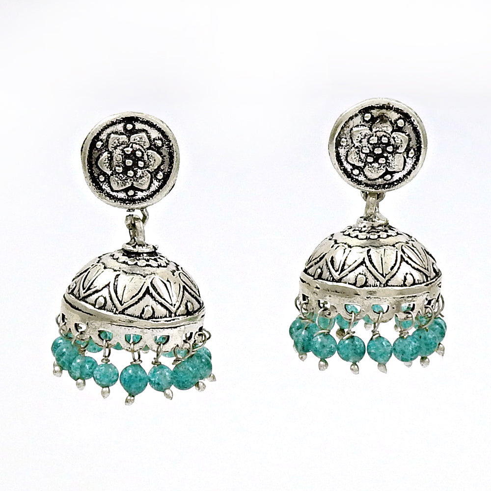 Natural Topaz Gemstone Drop Dangle Jhumki Earrings 925 Sterling Silver D8