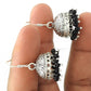 Natural Black Onyx Gemstone Drop Dangle Jhumki Black Earrings 925 Sterling Silver M46