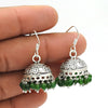 925 Silver Natural Green Jade Jhumki Earrings Handmade Jewelry