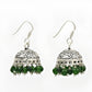 925 Silver Natural Green Jade Jhumki Earrings Handmade Jewelry