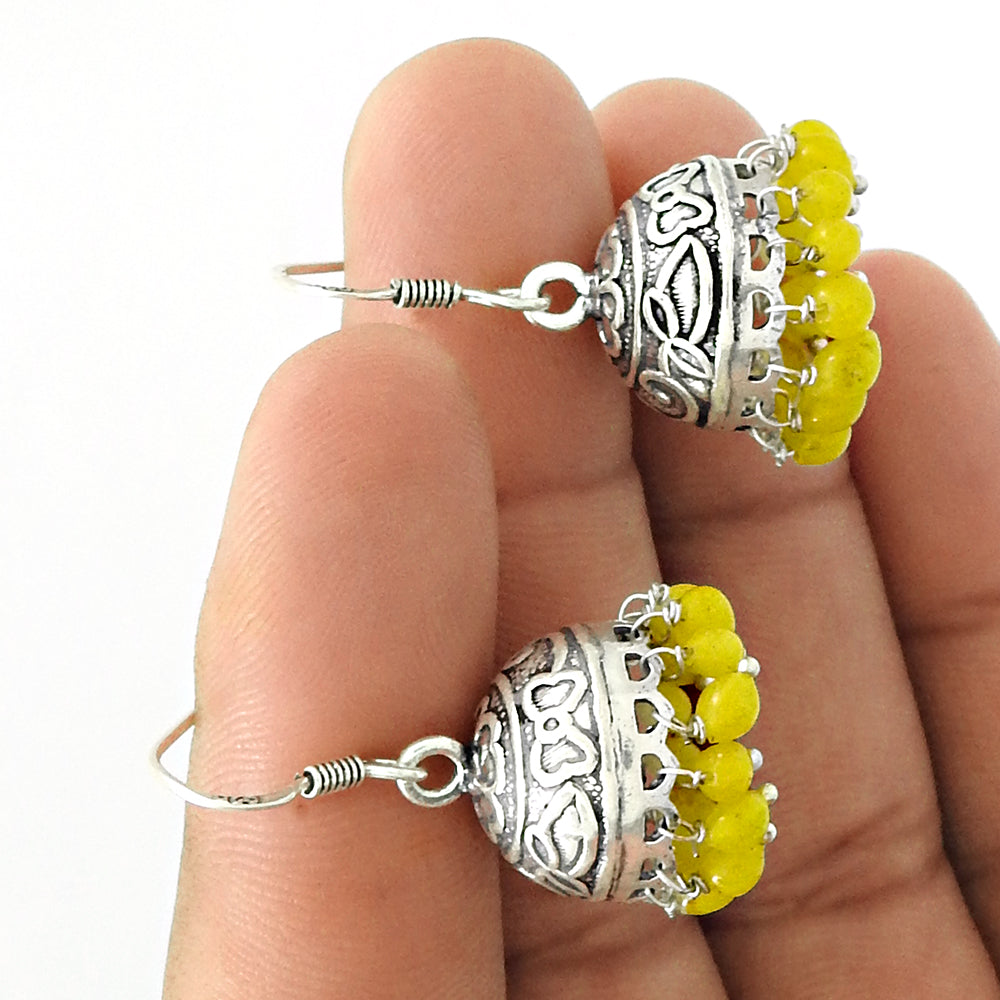 Anniversary Gift For Her Natural Yellow Onyx Drop Dangle Jhumki Earrings 925 Silver Z89