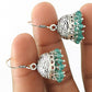 Natural Topaz Gemstone Drop Dangle Jhumki Earrings 925 Silver For Girls B90