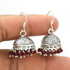 Gift For Her 925 Silver Natural Garnet Gemstone Dangle Jhumki Earrings Q4