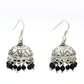 Gift For Her Natural Black Onyx Dangle Jhumki Earrings 925 Sterling Silver R4