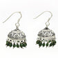 Indian Jhumki 925 Sterling Silver Natural Green Jade Earrings