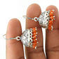 Gift For Her 925 Silver Natural Carnelian Drop Dangle Handmade Jhumki Earrings