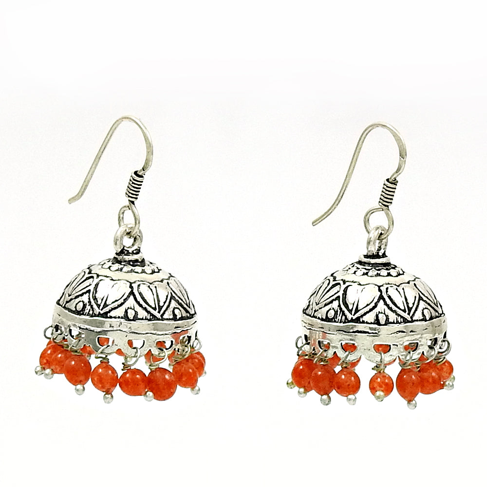 Gift For Her 925 Silver Natural Carnelian Drop Dangle Handmade Jhumki Earrings
