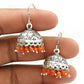 Gift For Her 925 Silver Natural Carnelian Drop Dangle Handmade Jhumki Earrings