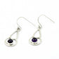 Sterling Silver Round Natural Amethyst Dangle Boho Wedding Handcrafted Earrings