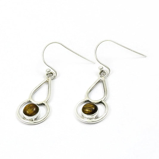 Natural Tiger Eye Gemstone 925 Silver Drop Dangle Boho Earrings For Girls I64
