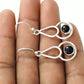 Natural Black Onyx Gemstone Drop Dangle Vintage Black Earrings 925 Sterling Silver W55