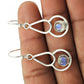 Natural Rainbow Moonstone Gemstone Drop Dangle Boho Earrings 925 Silver X54