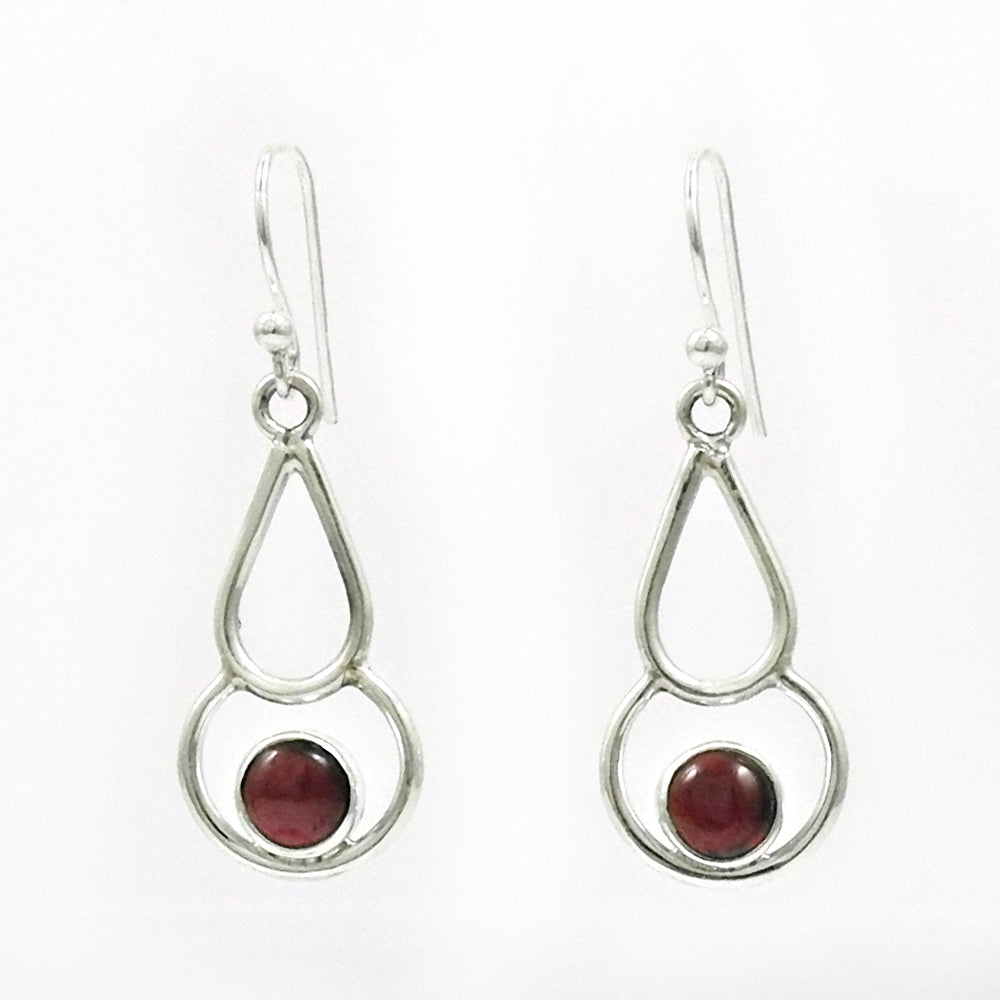 Natural Garnet Gemstone Drop Dangle Vintage Earrings 925 Sterling Silver R4
