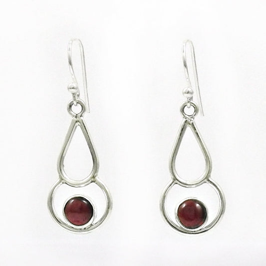 Natural Garnet Gemstone Drop Dangle Vintage Earrings 925 Sterling Silver R4
