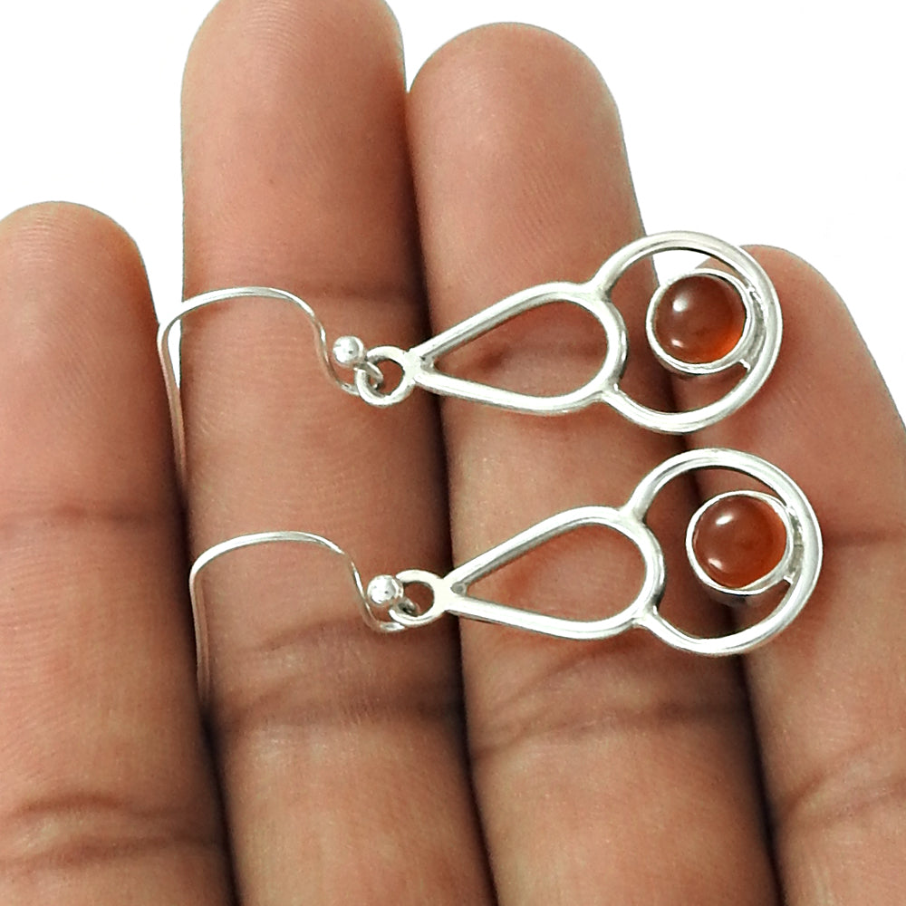 Natural Carnelian Gemstone 925 Silver Drop Dangle Ethnic Earrings For Women S4